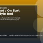 Husumet / Ön Şart Nedeniyle Red kapak gorseli